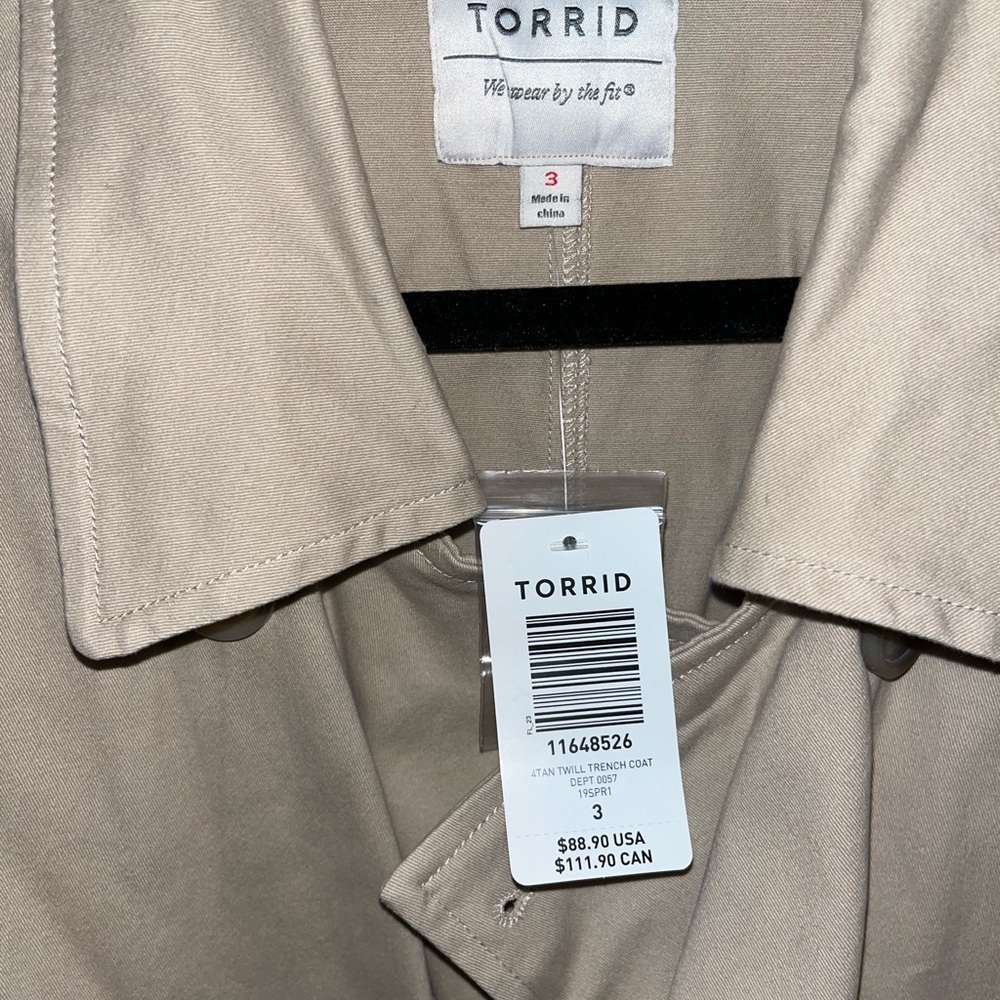 Torrid Tan Twill Trench Coach with Tags size 3 - Picture 2 of 3